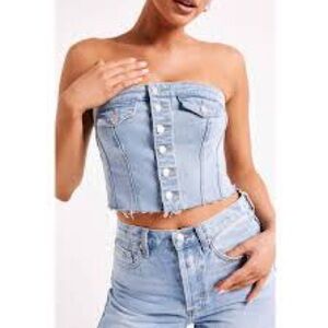 Meshki strapless denim top